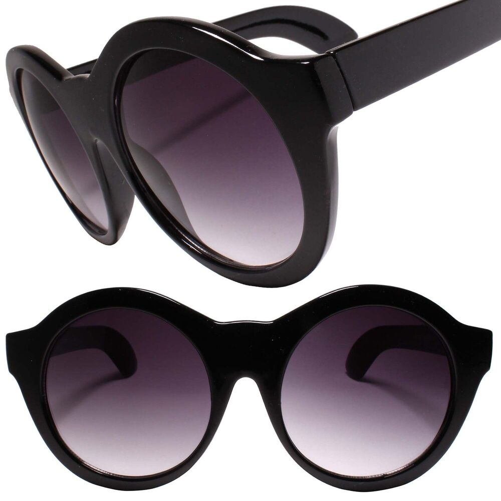 Classic Retro Round Large Oversized Sunglasses Mens Womens Black Shades
